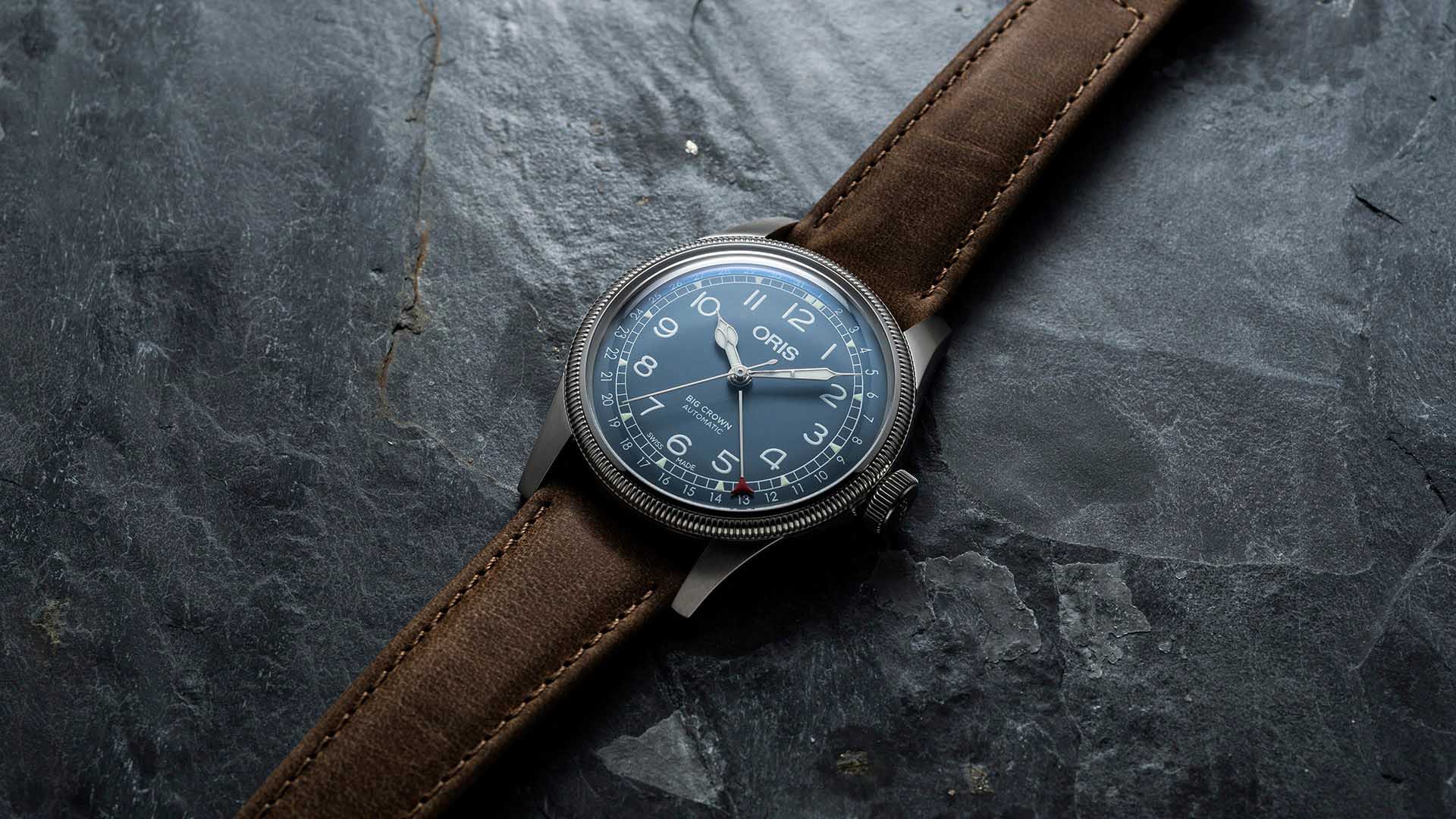 Oris Oris Big Crown Pointer Date 01 754 7741 4065-07 5 20 63, big crown швейцария мужские часы на браслете кожаный боковой вид